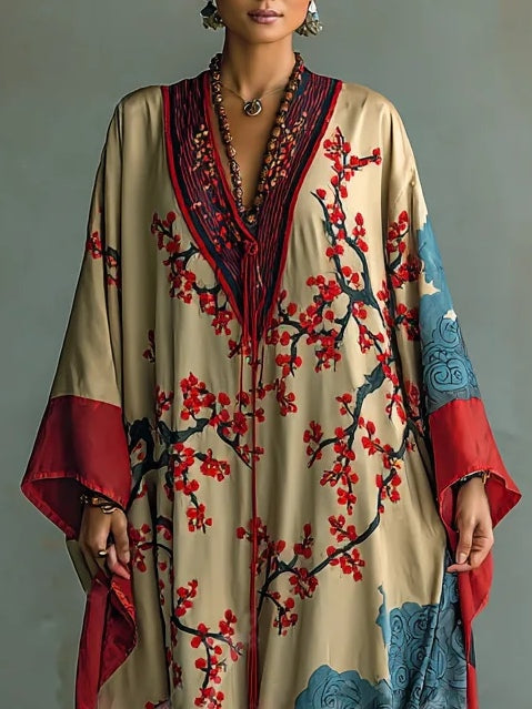 Mireille | Plum Blossom Batwing Maxi Dress