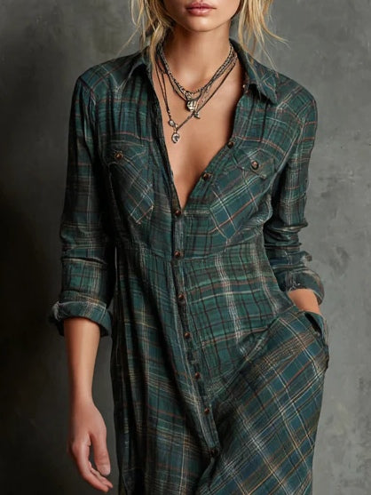 Naomi | Refined Plaid Maxi Dress