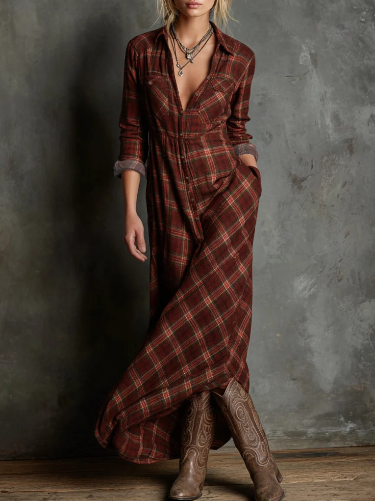 Naomi | Refined Plaid Maxi Dress