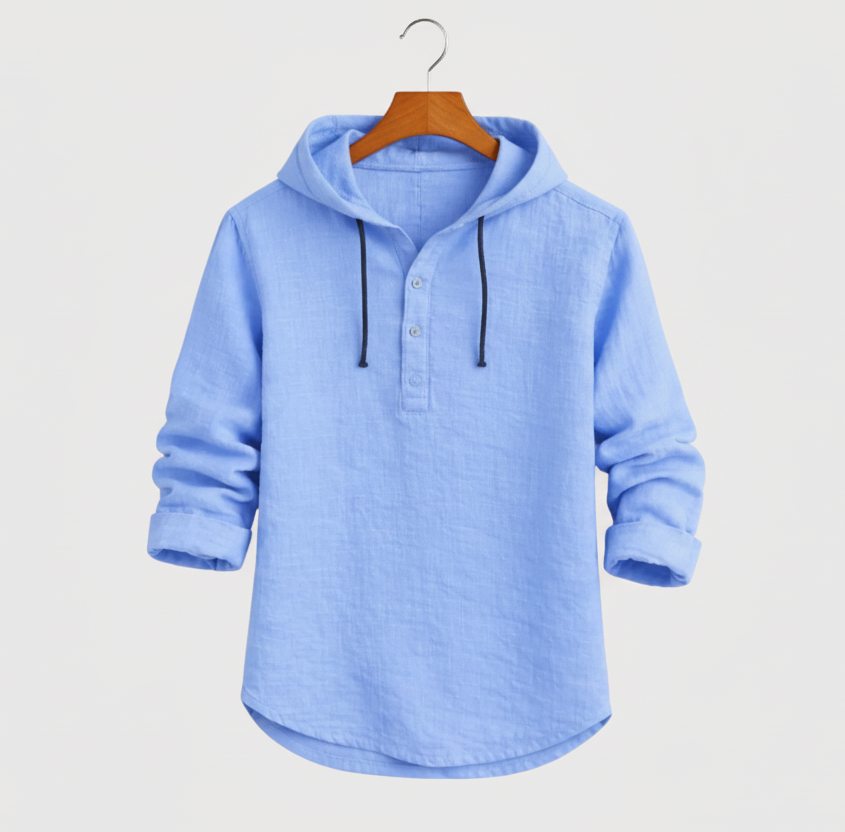 Sibakhulu | Hooded Linen Half-Button Shirt