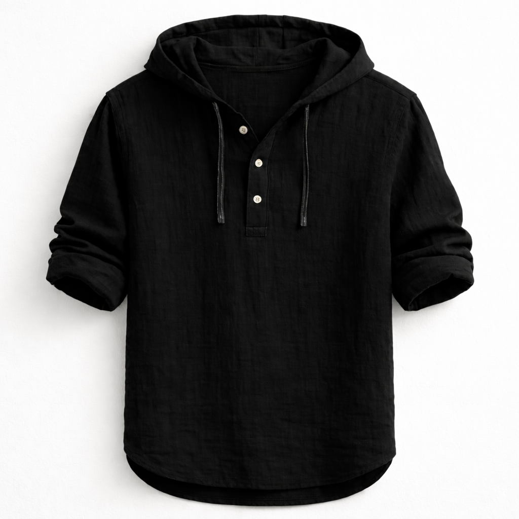 Sibakhulu | Hooded Linen Half-Button Shirt