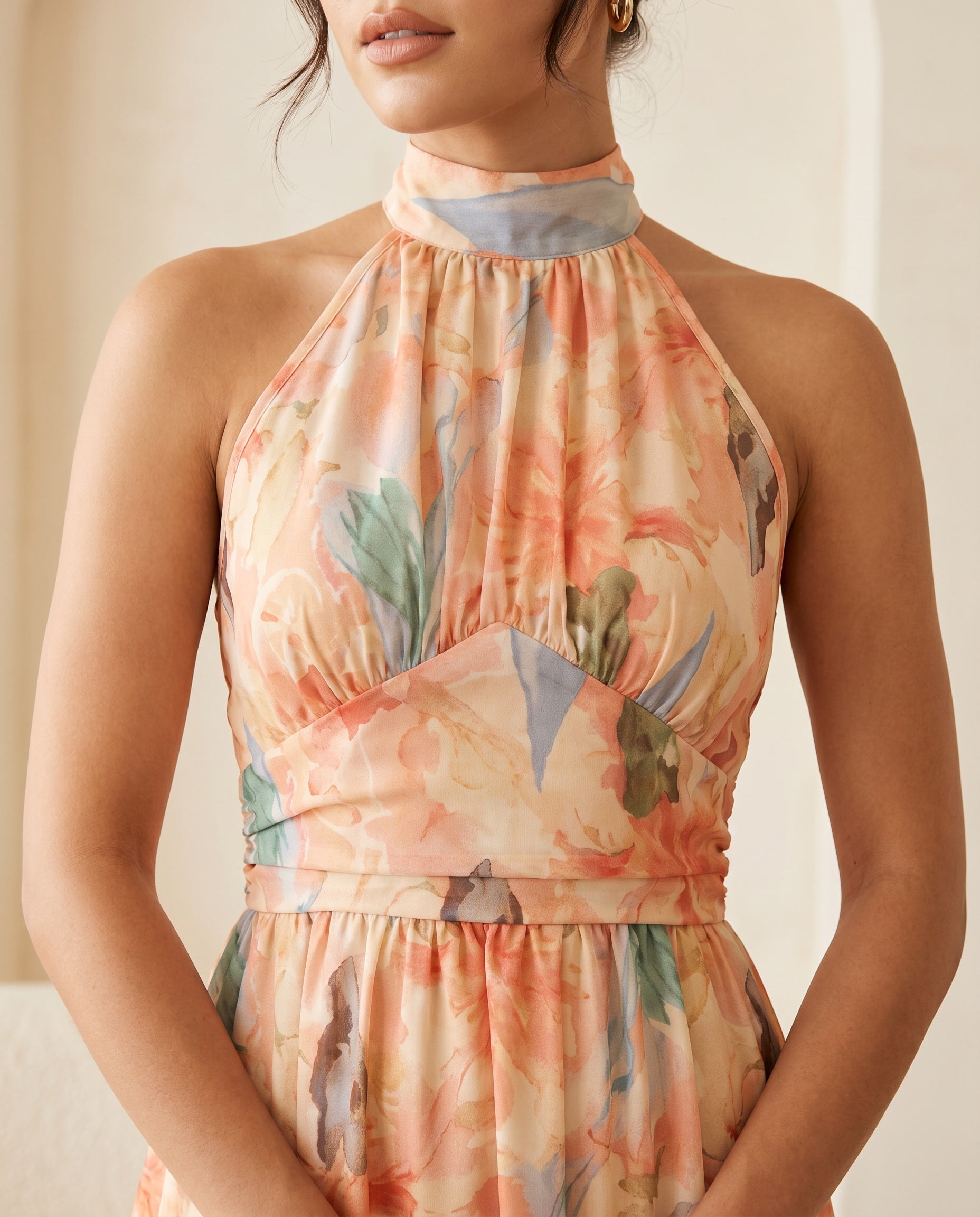 Nokukhona | Oil-Print Halter Maxi Dress