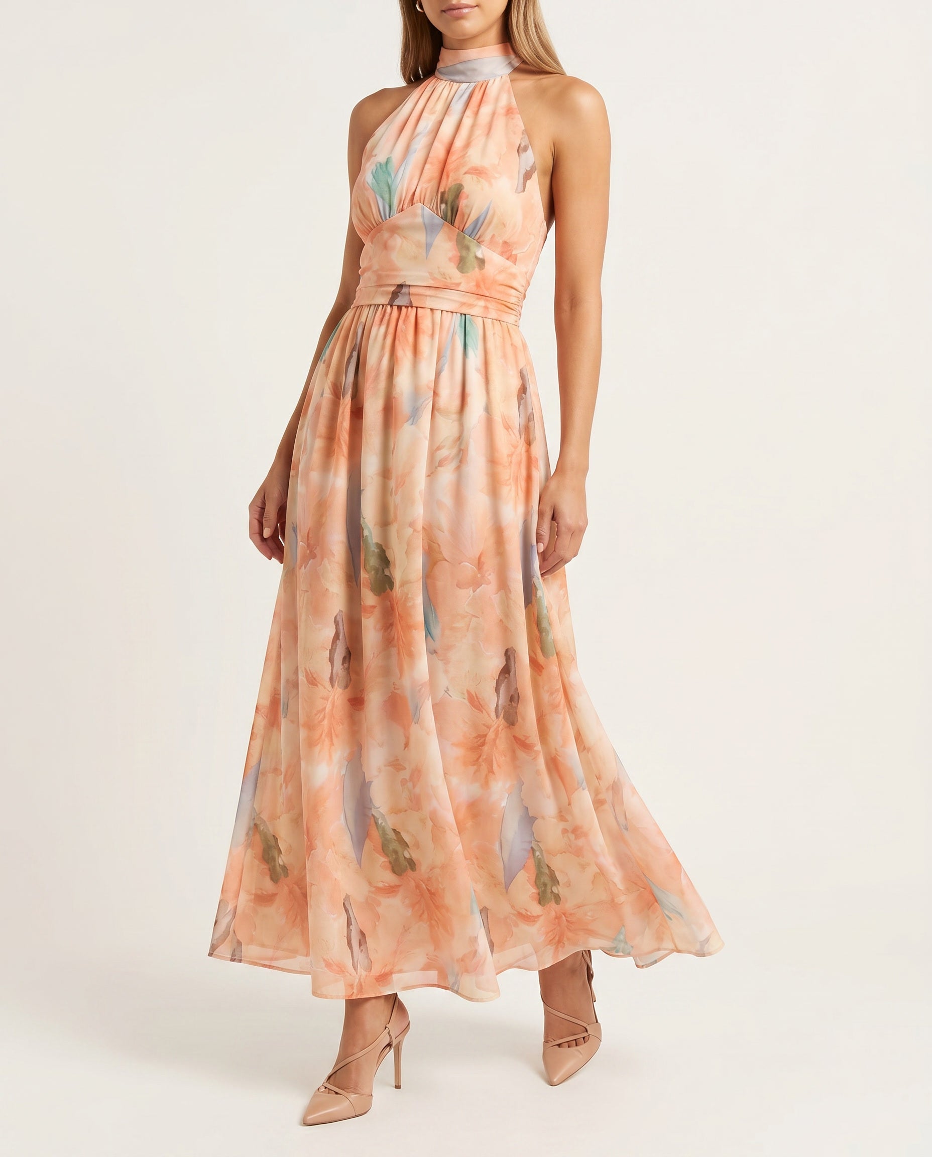 Nokukhona | Oil-Print Halter Maxi Dress