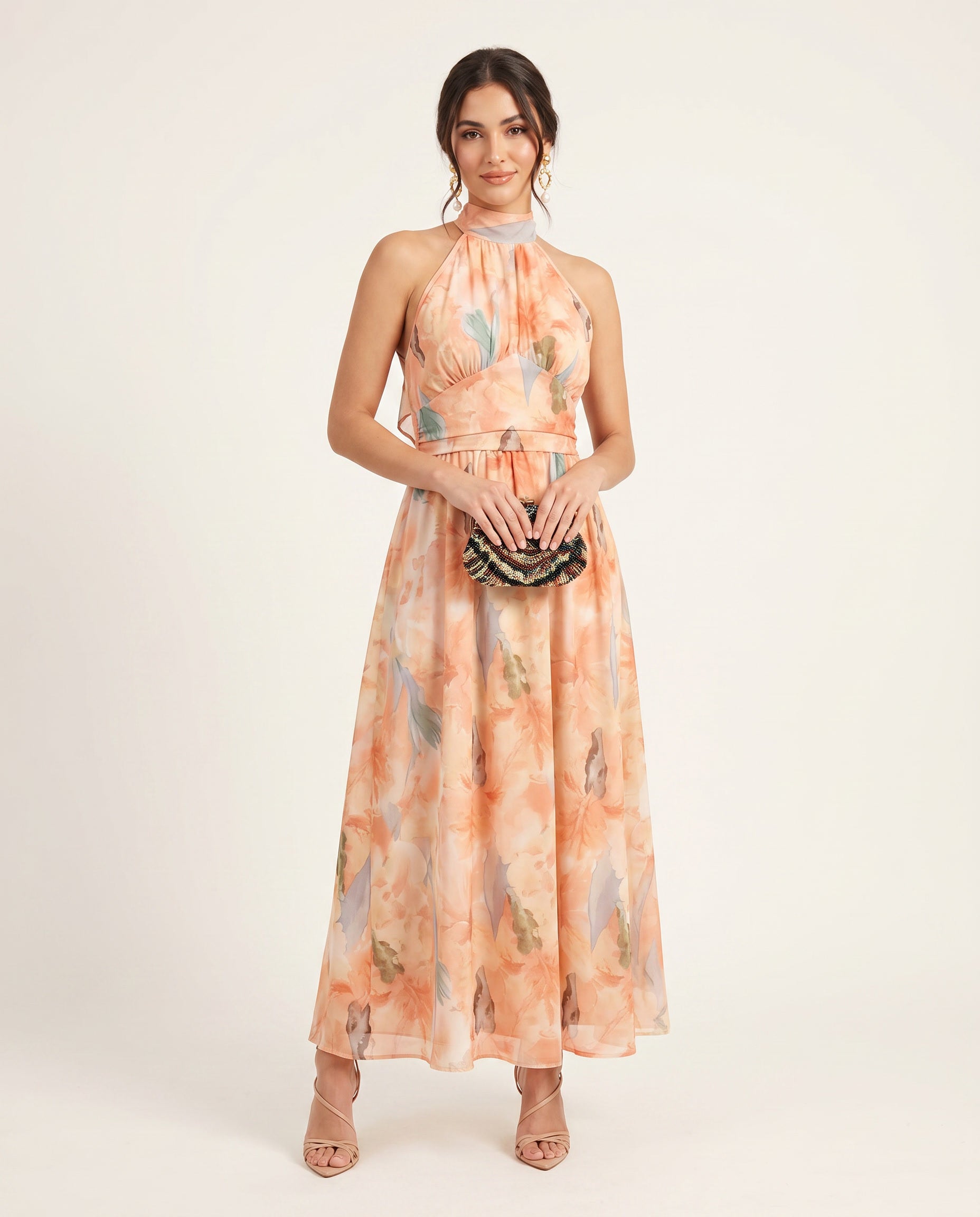 Nokukhona | Oil-Print Halter Maxi Dress