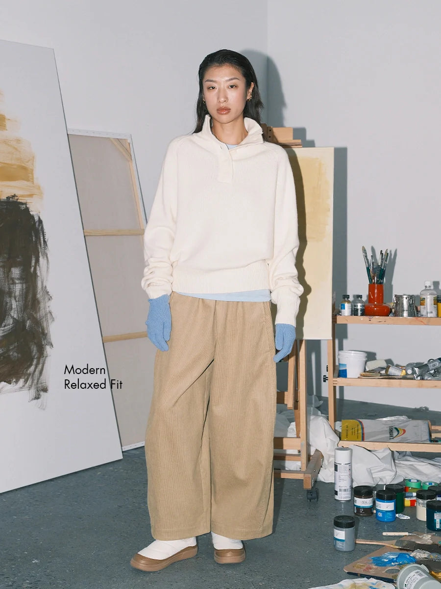 Zintle | Corduroy Wide-Leg Ankle Pants