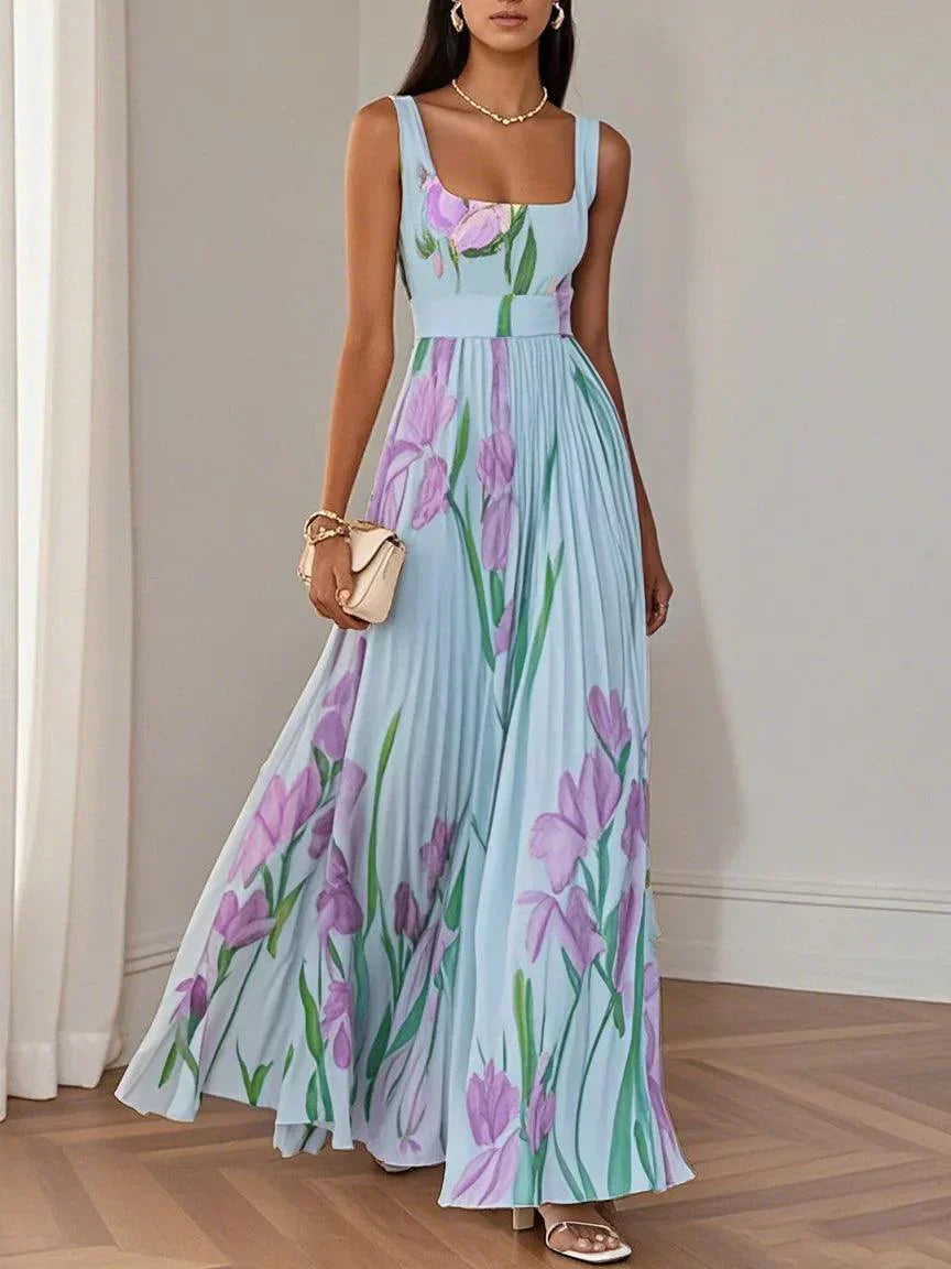 Oceane | Pleated Floral Chiffon Maxi