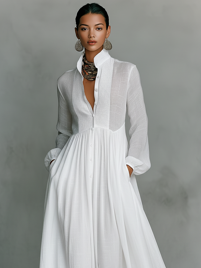 Lefika | Patchwork Linen Maxi Dress