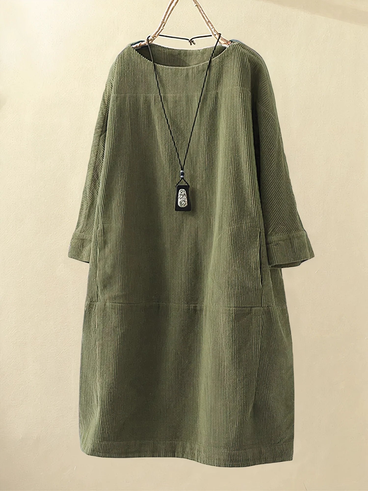 Elodie | Elegant Corduroy Midi Dress