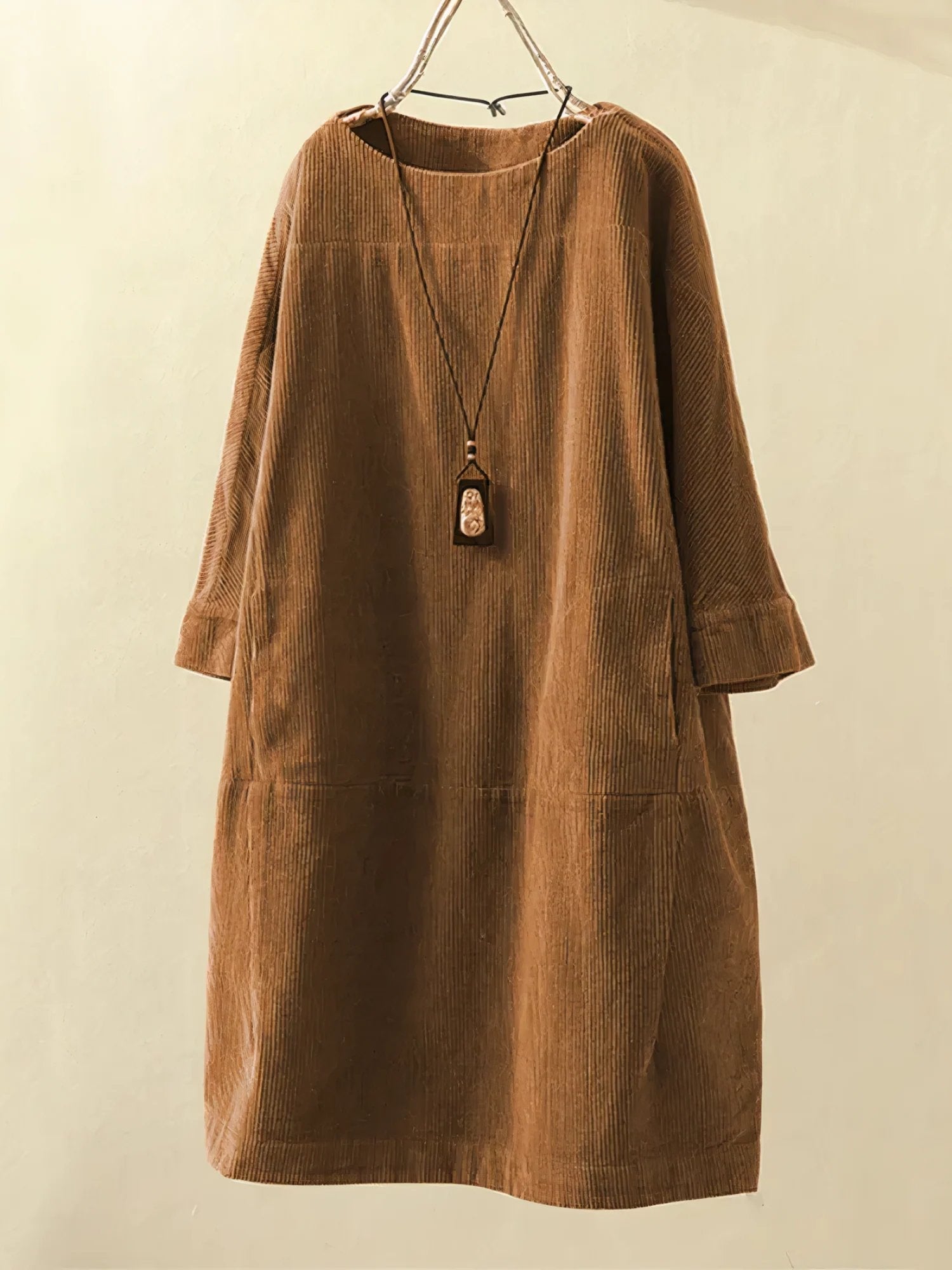 Elodie | Elegant Corduroy Midi Dress