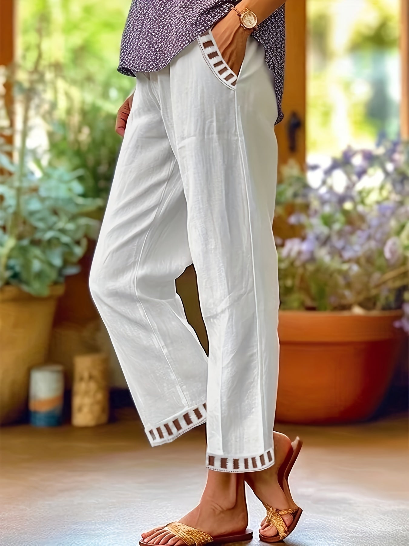Valentina | Contrast Trim Cropped Pants