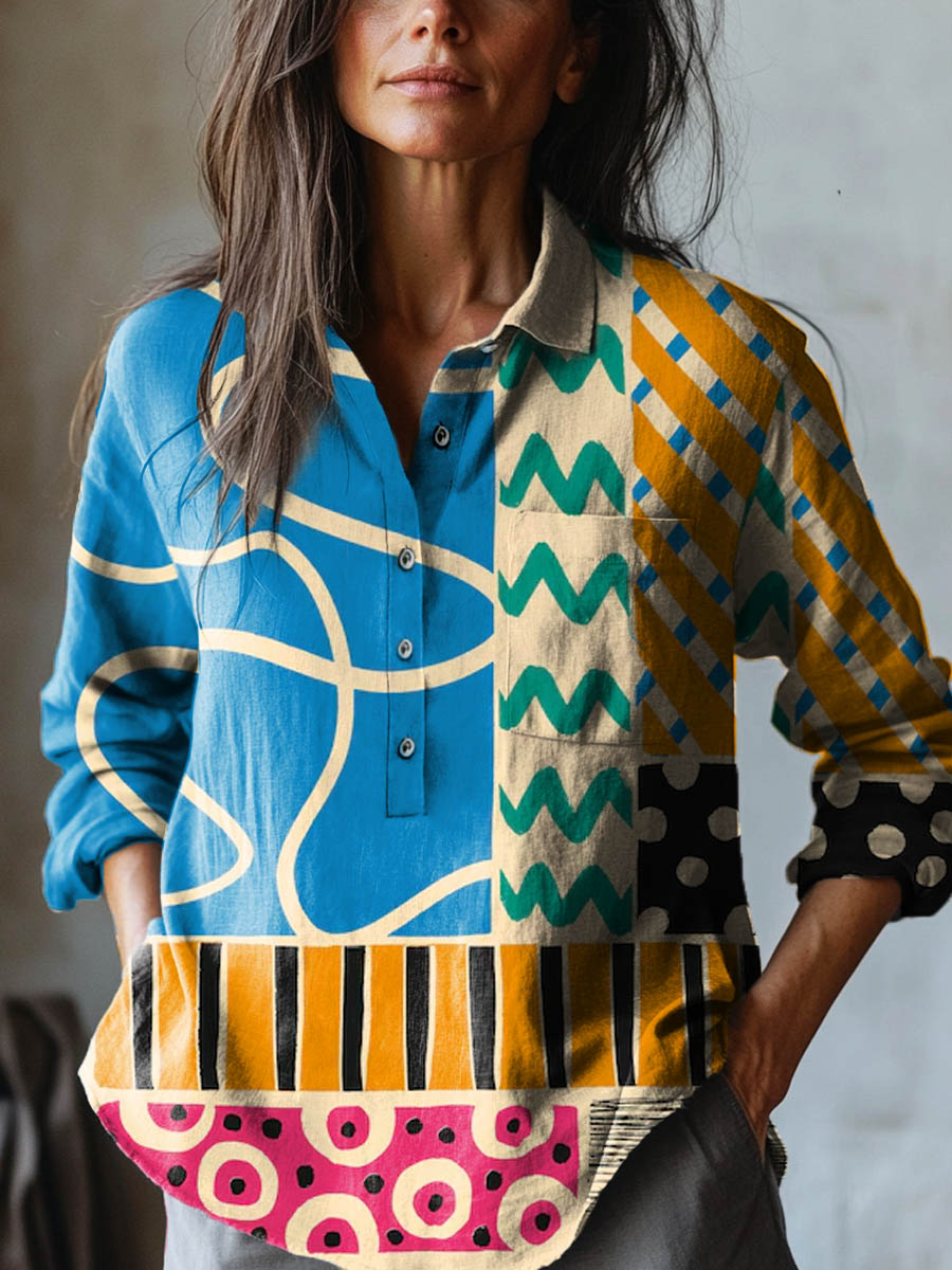 Elena | Vibrant Abstract Print Shirt