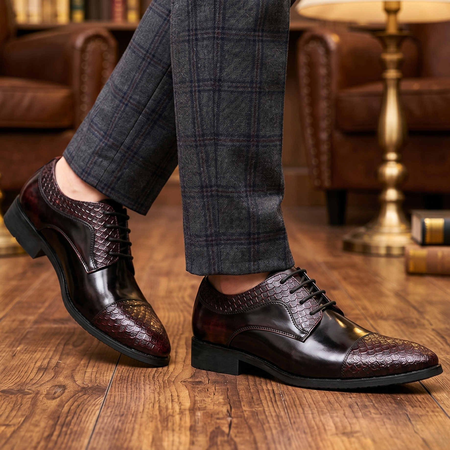 Reatlegile | Croc-Panel Leather Derby Shoes