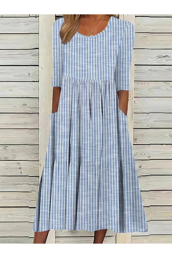 Oarabile | Elegant Striped Tummy-Coverage Midi Dress