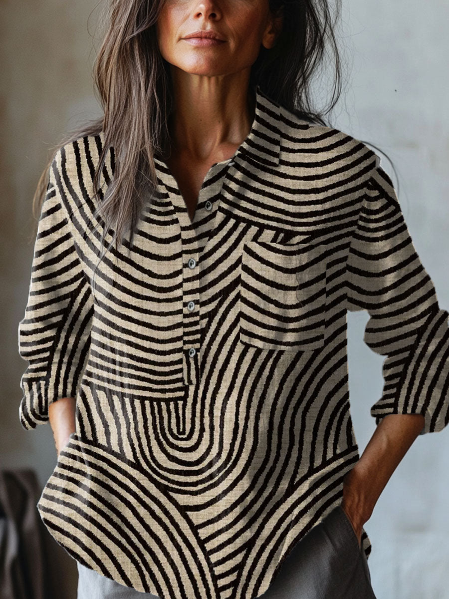 Margot | Abstract Striped Print Shirt