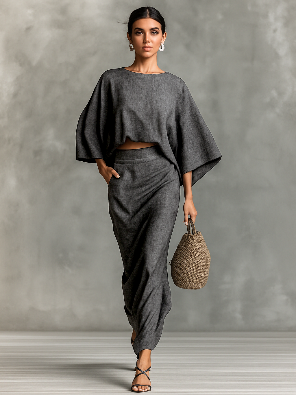 Hildegard | Linen Cotton Two-Piece Skirt Set