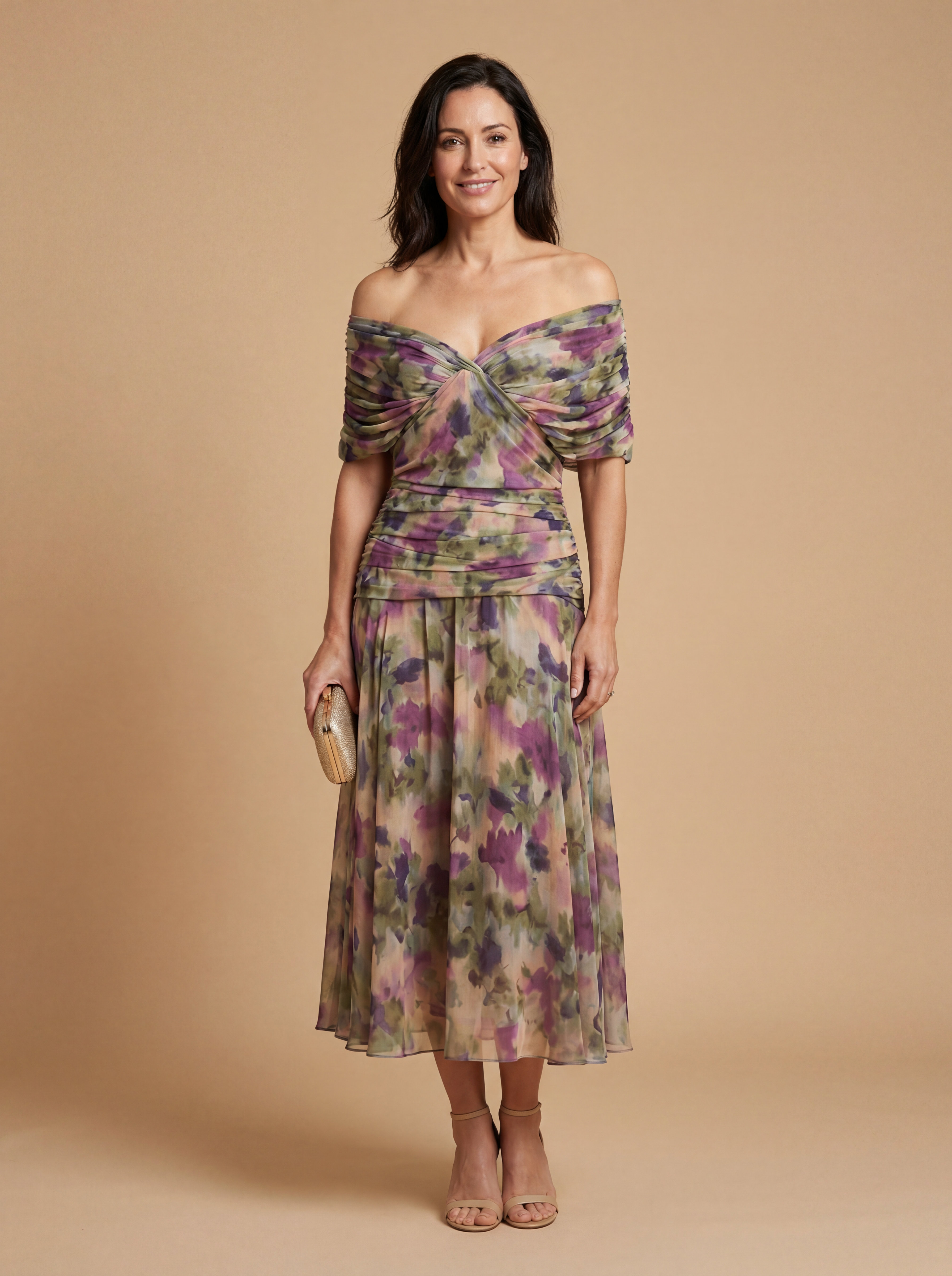 Margot | Pleated Waist V-Neck Maxi Dress