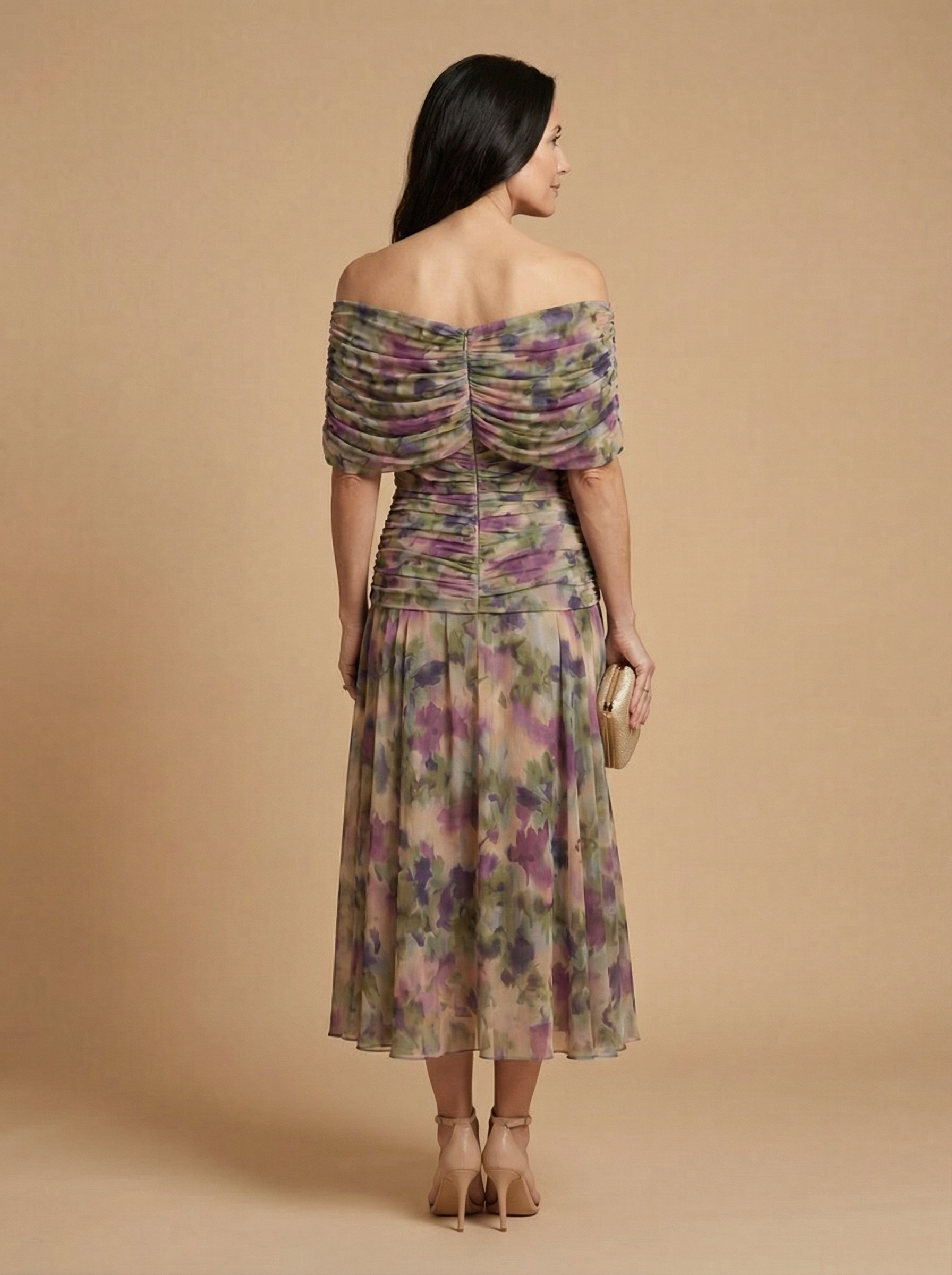 Margot | Pleated Waist V-Neck Maxi Dress