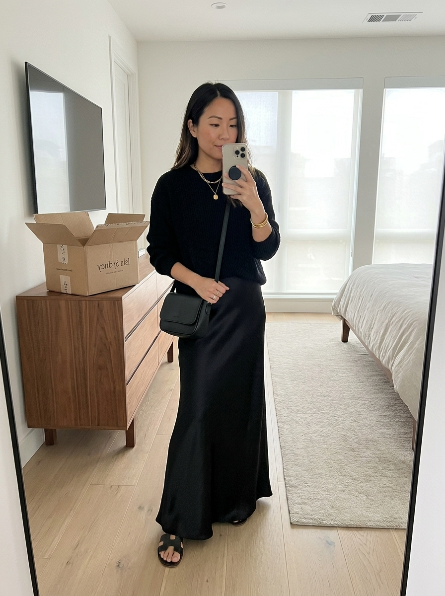 Kefentse | Knit & Satin Midi Skirt Set