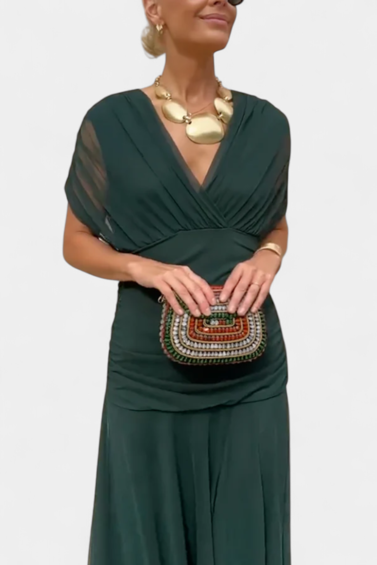 Amélie | Elegant Floral V-Neck Dress