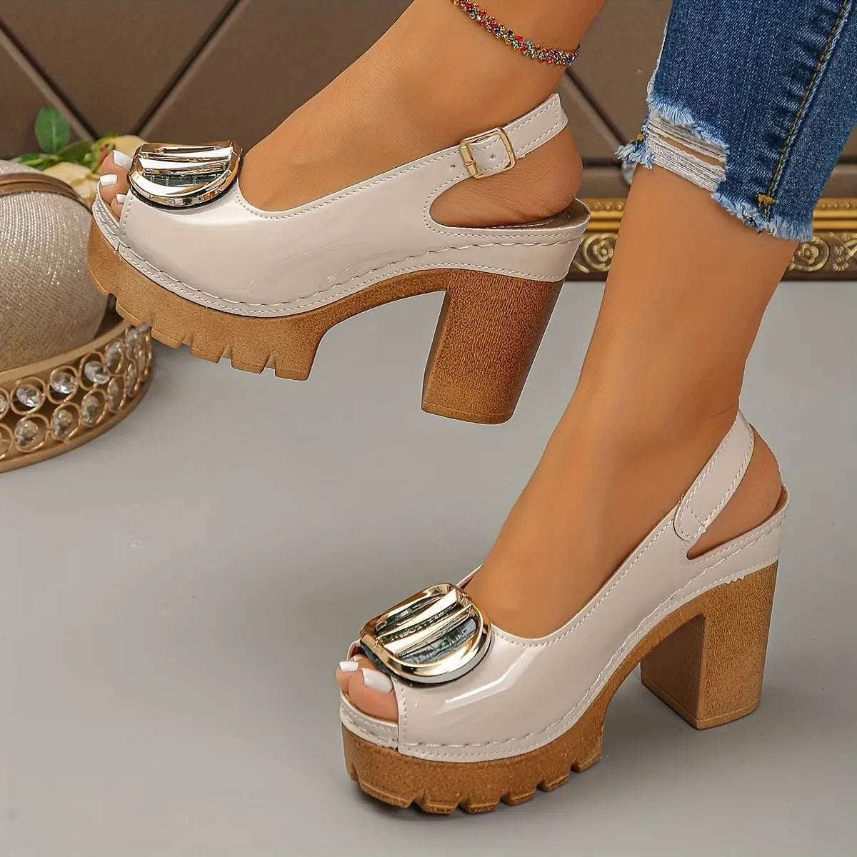 Nomhle | Buckle Platform Heel All-Day Comfort