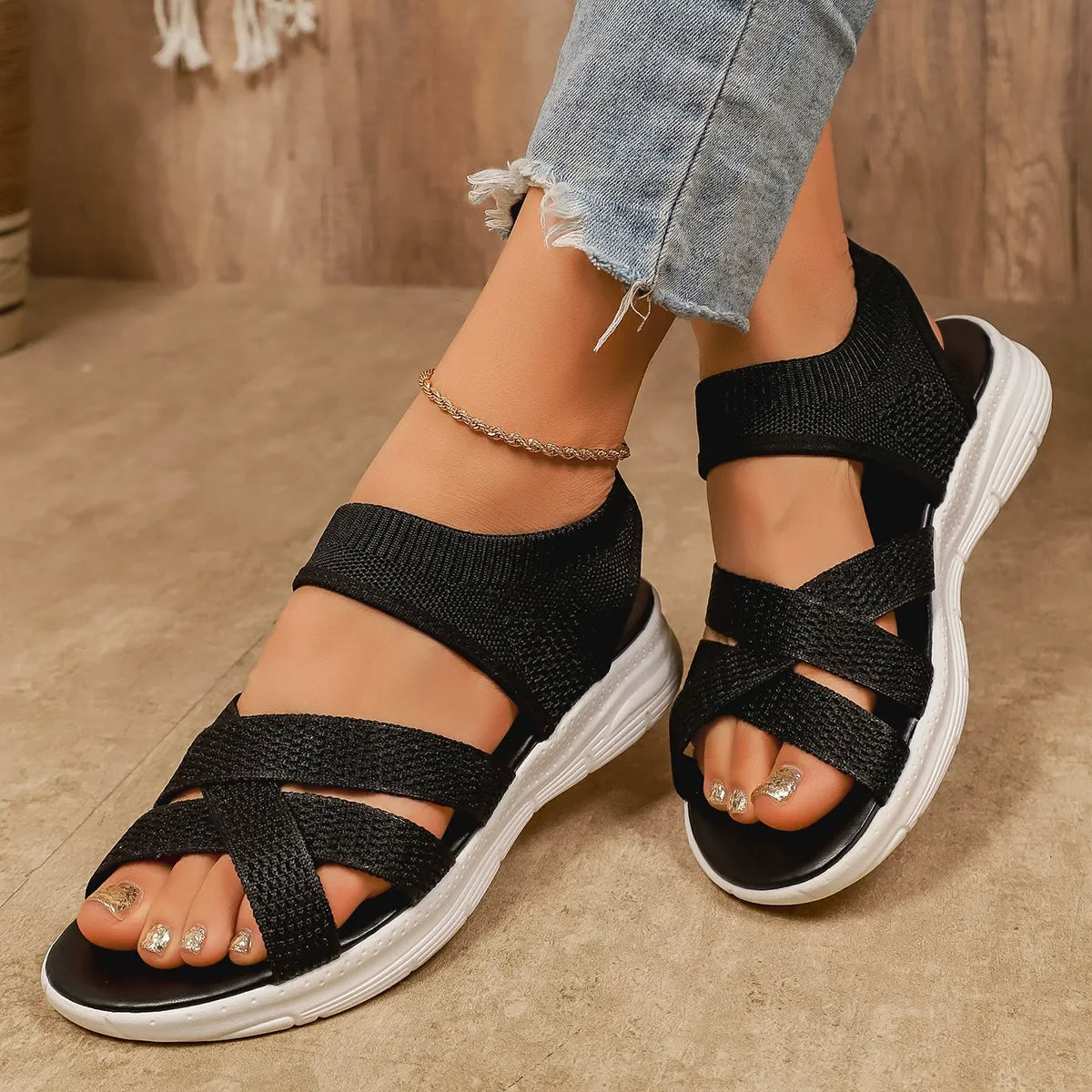 Elmari | Stretch Knit Platform Sandal