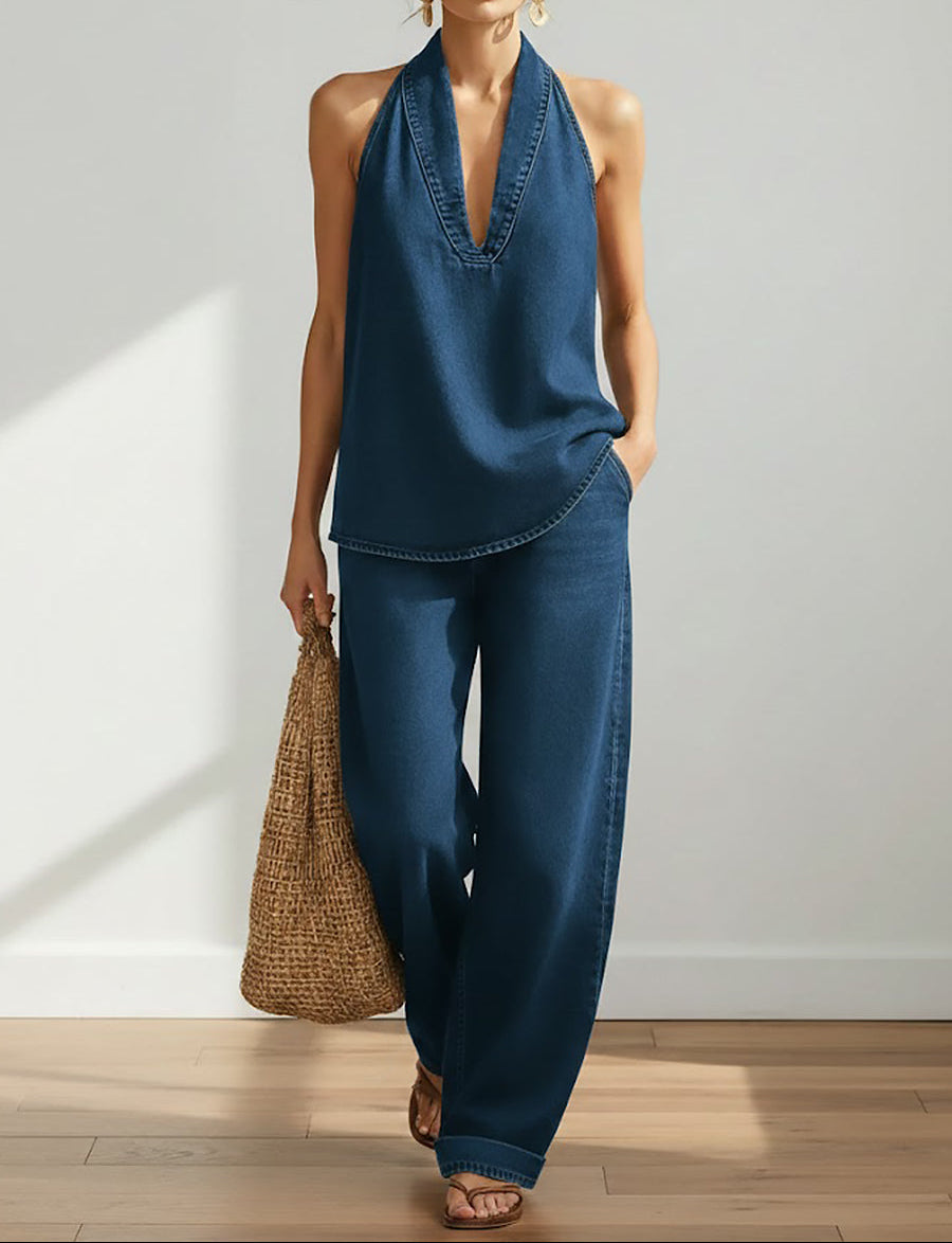 Ivy | Vintage Washed Denim Two-Piece Set