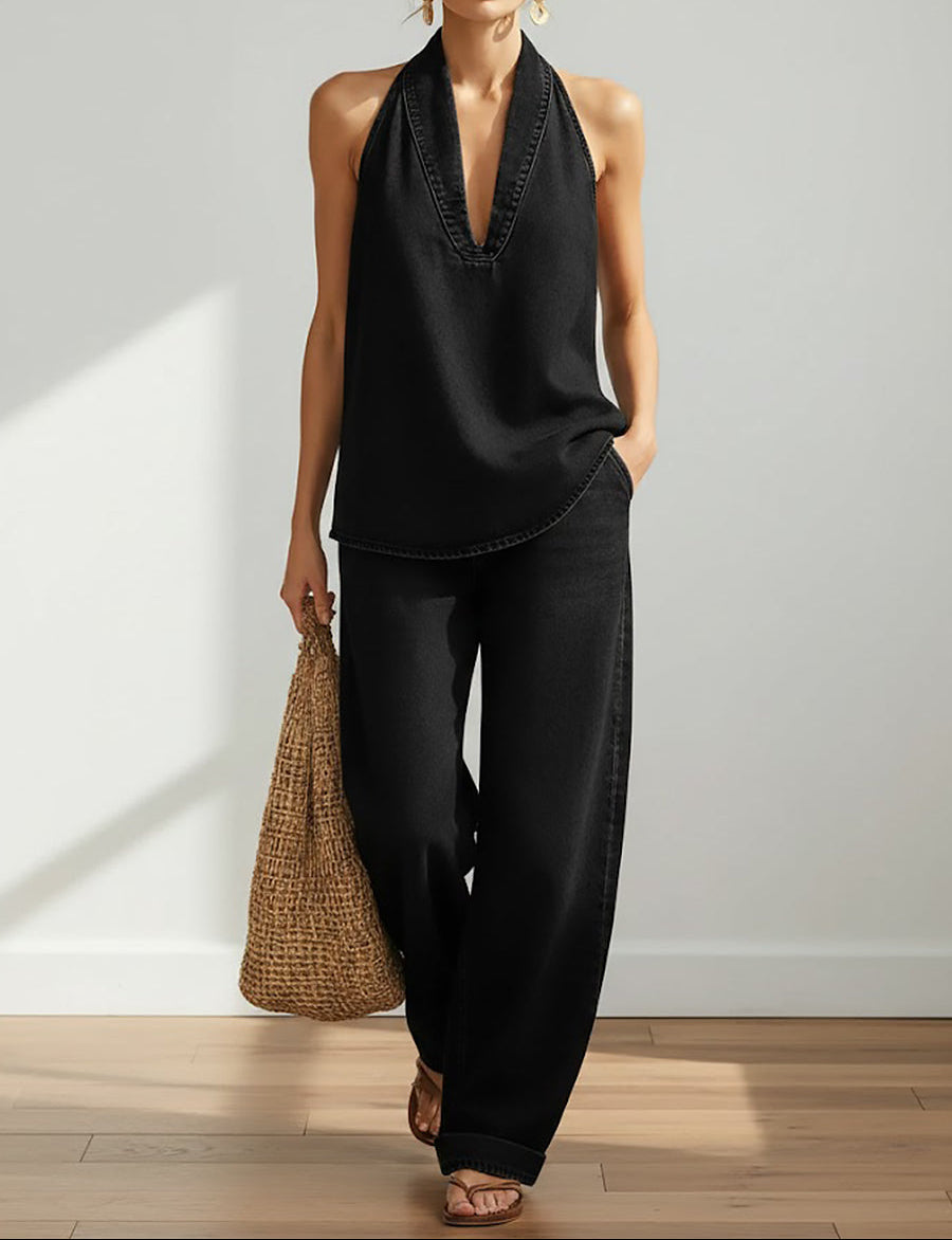 Ivy | Vintage Washed Denim Two-Piece Set