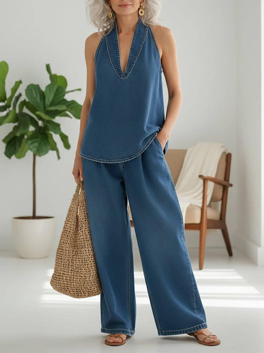 Ivy | Vintage Washed Denim Two-Piece Set