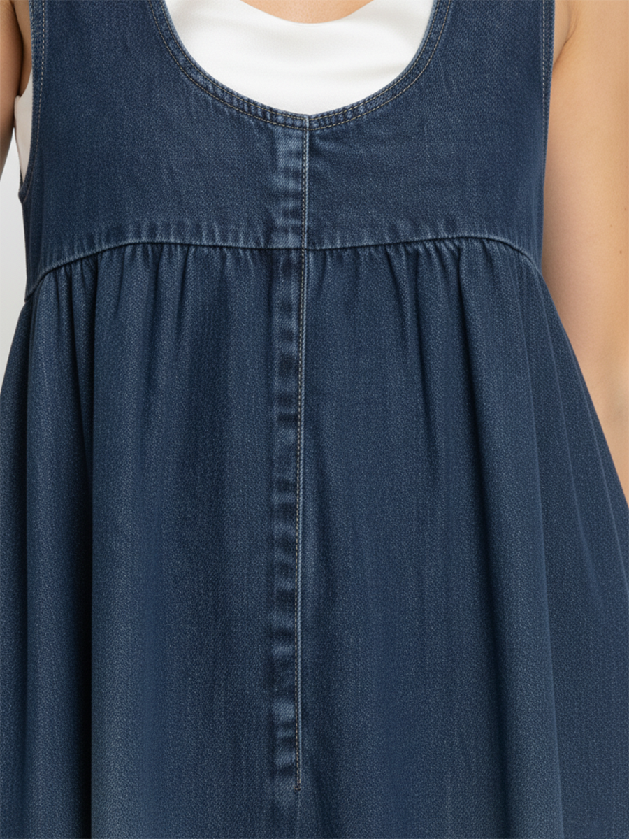 Odette | Vintage Washed Denim Maxi Dress