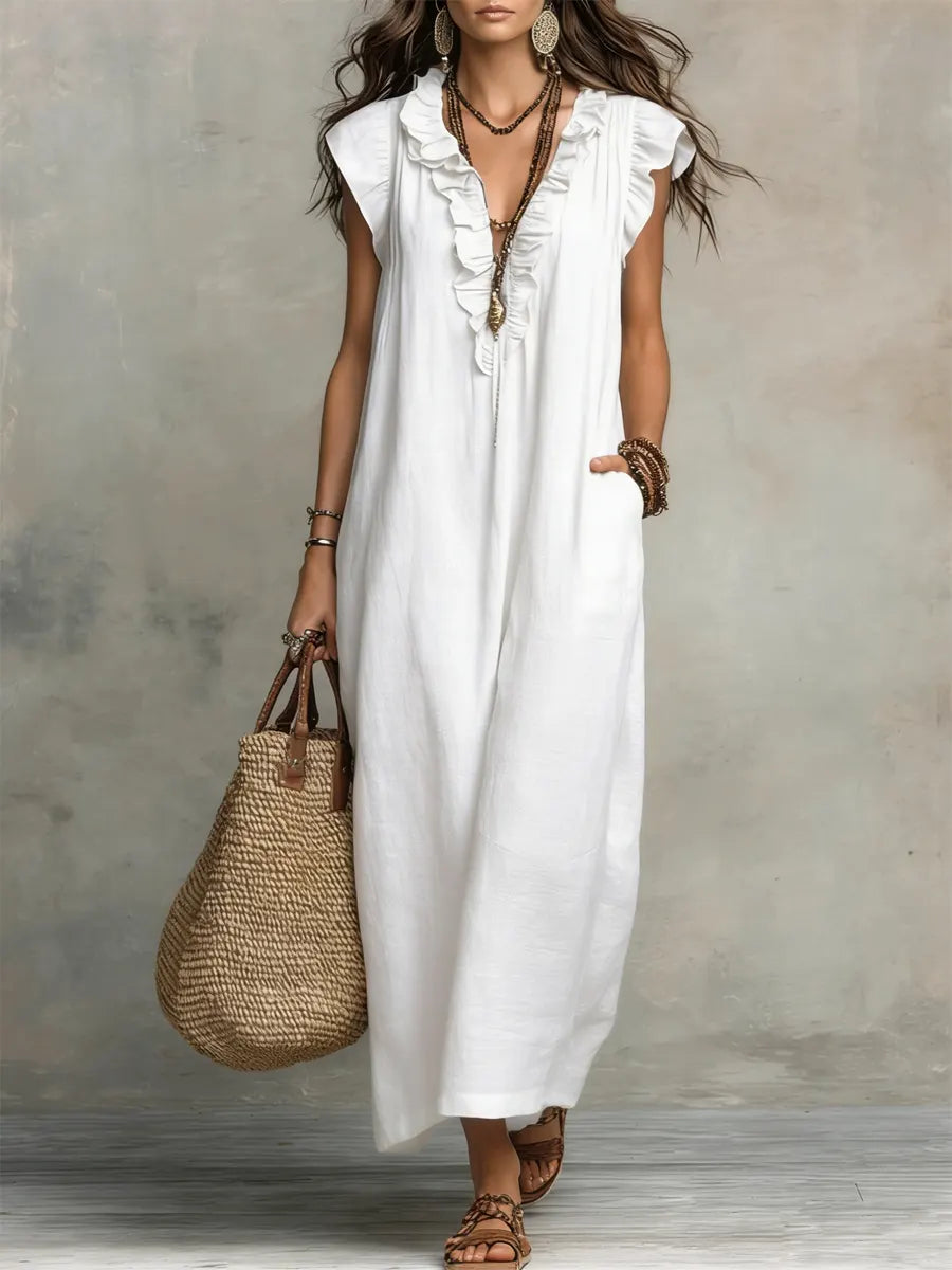 Liezel | Flowy Linen Boho Maxi Dress