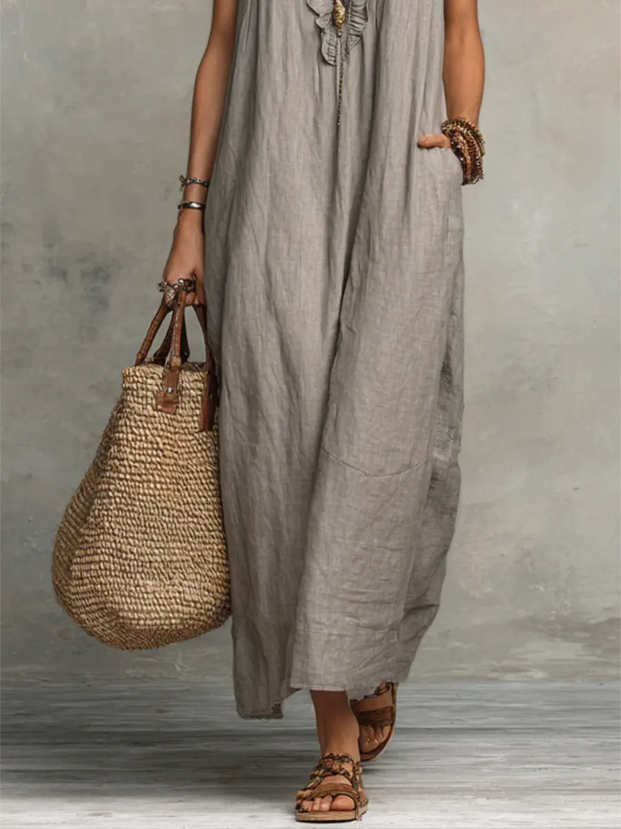 Liezel | Flowy Linen Boho Maxi Dress