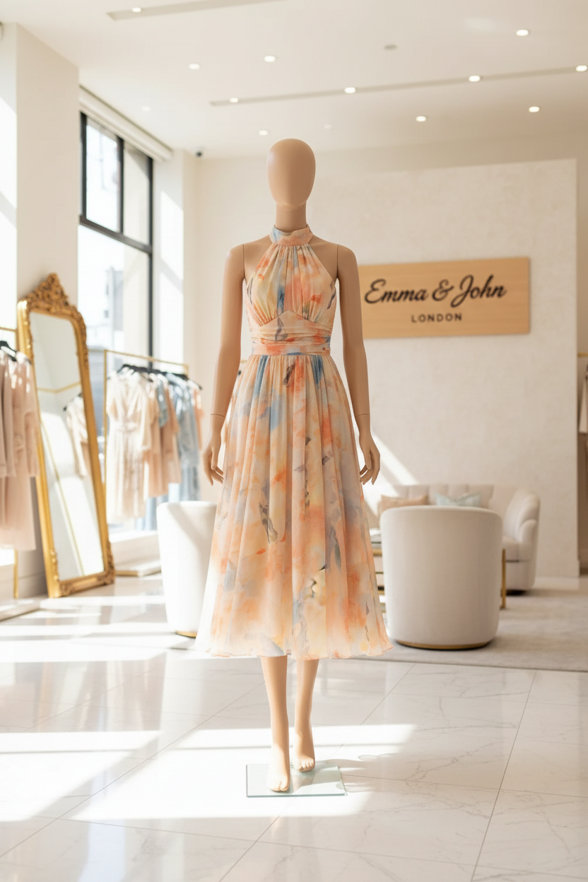 Nomasonto | Watercolor Halter Maxi Dress