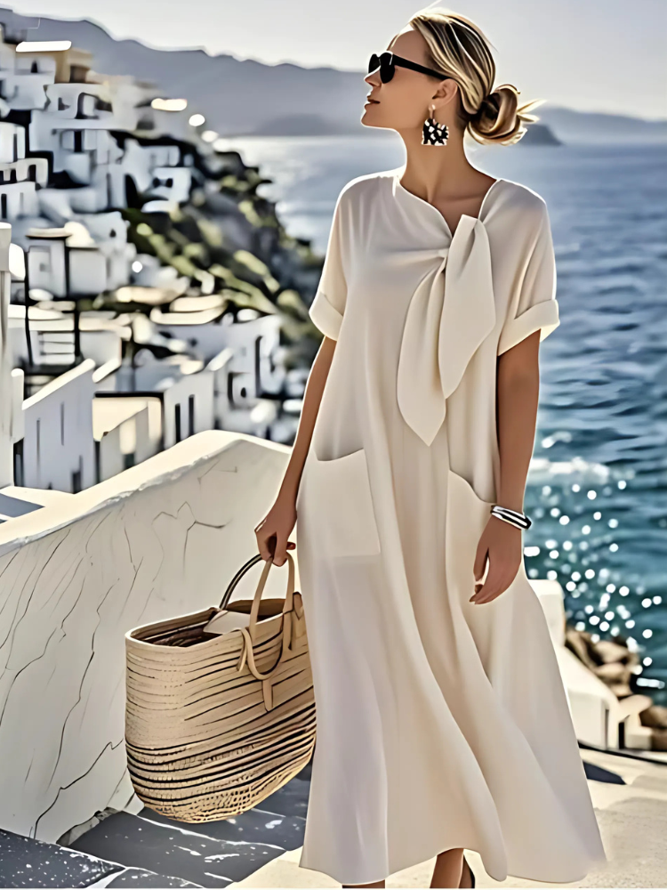 Solène | Elegant Bow-Neck Summer Dress