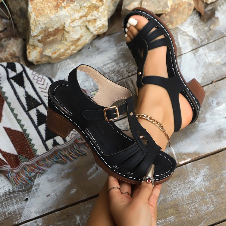 Madelein | Peep-Toe Block Heel Summer Sandal