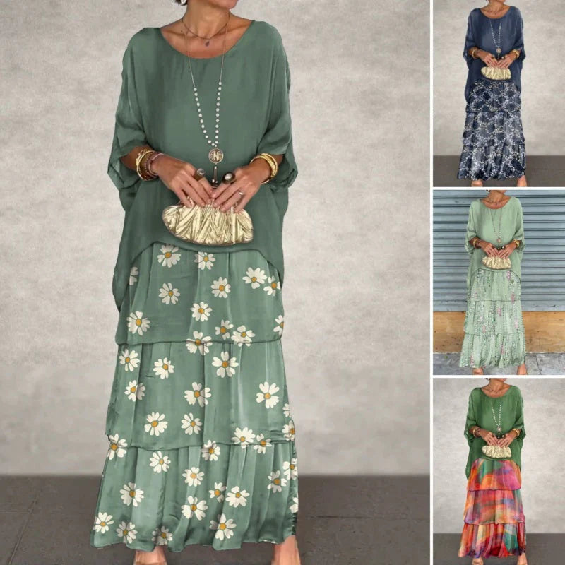 Nobahle | Floral Tiered Maxi Batwing Dress