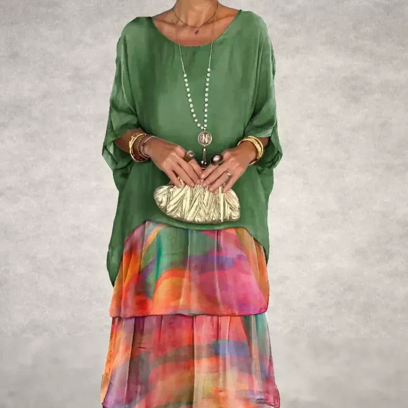 Nobahle | Floral Tiered Maxi Batwing Dress
