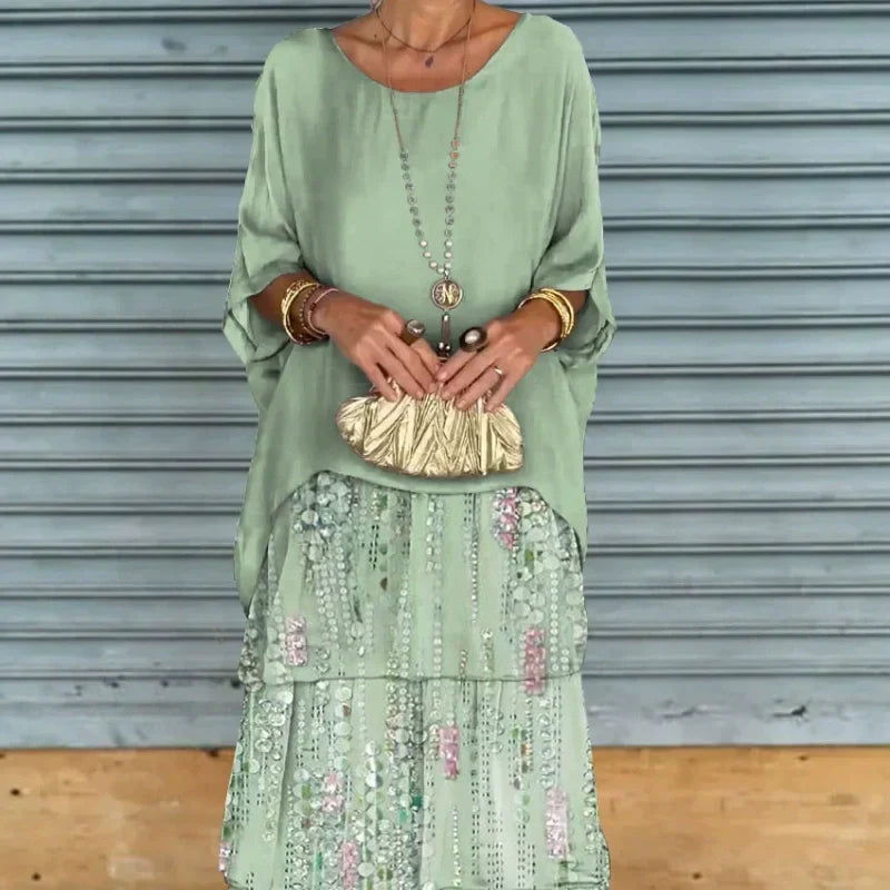 Nobahle | Floral Tiered Maxi Batwing Dress
