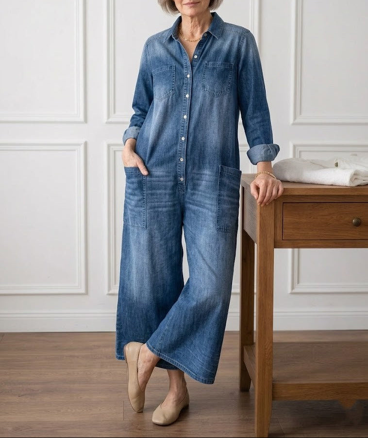 Rosalie | Vintage Washed Denim Jumpsuit