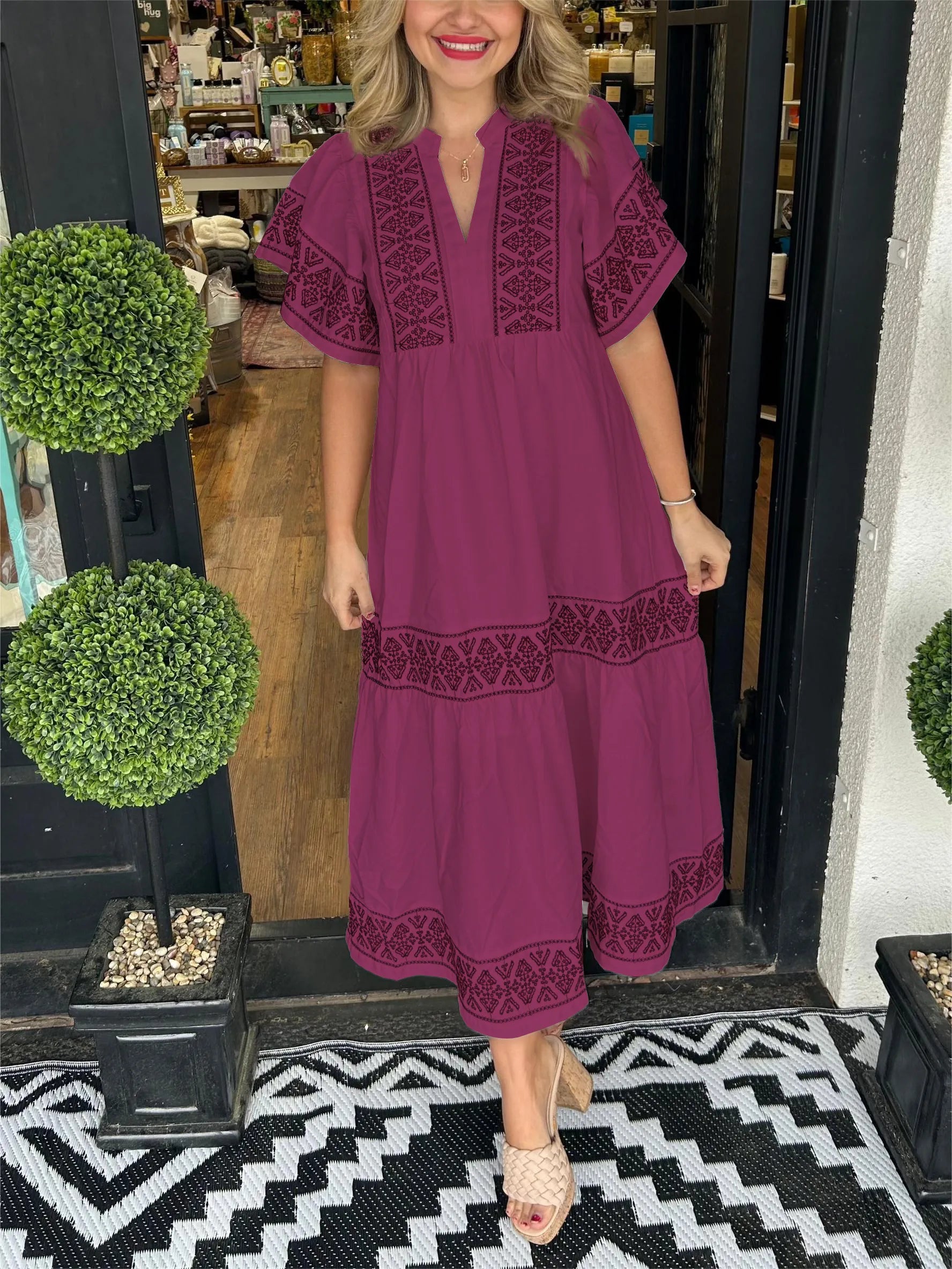 Fiona | Bohemian V-Neck Maxi Dress