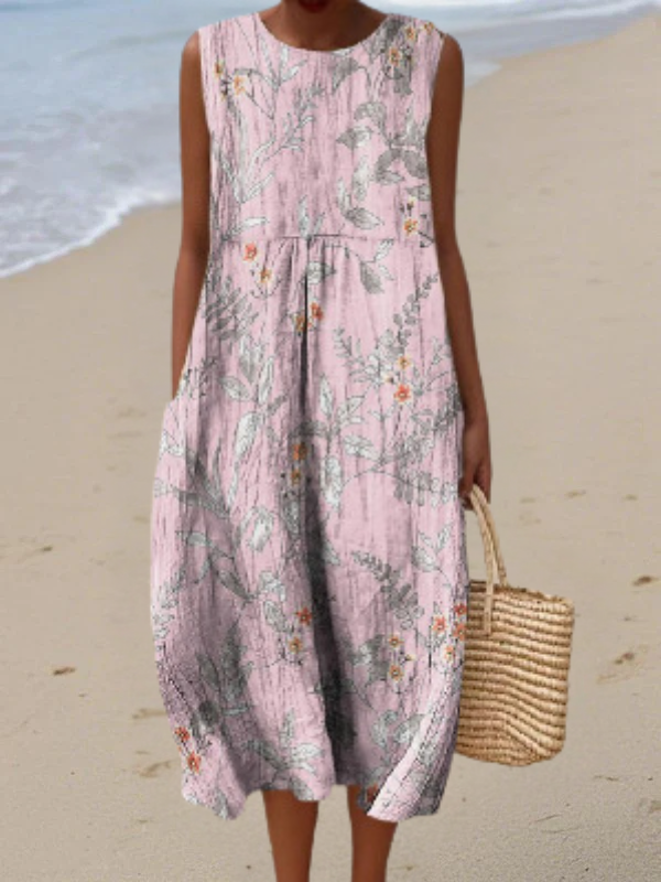 Iris | Botanical Print Midi Dress
