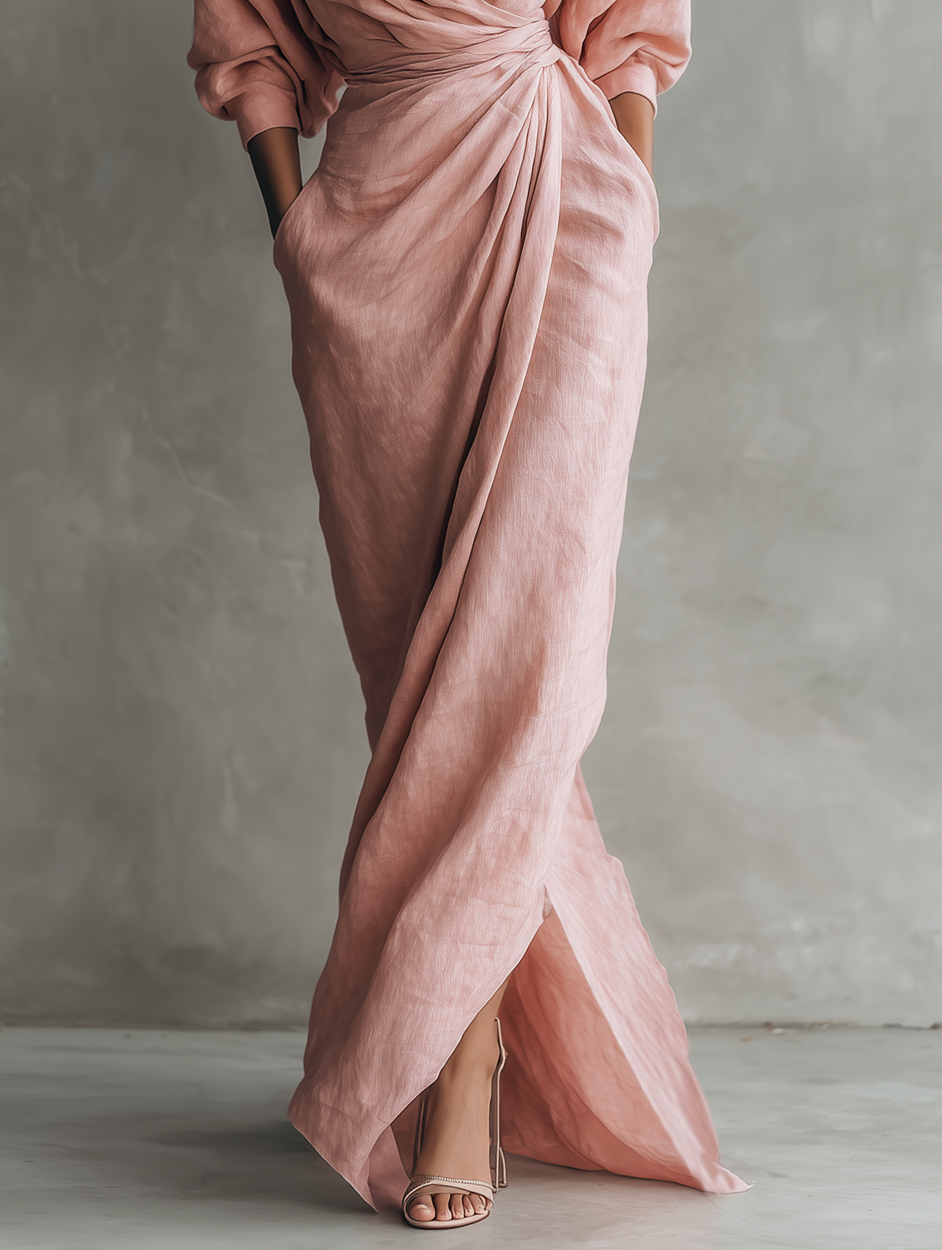 Naledi | Linen Blend V-Neck Maxi Dress