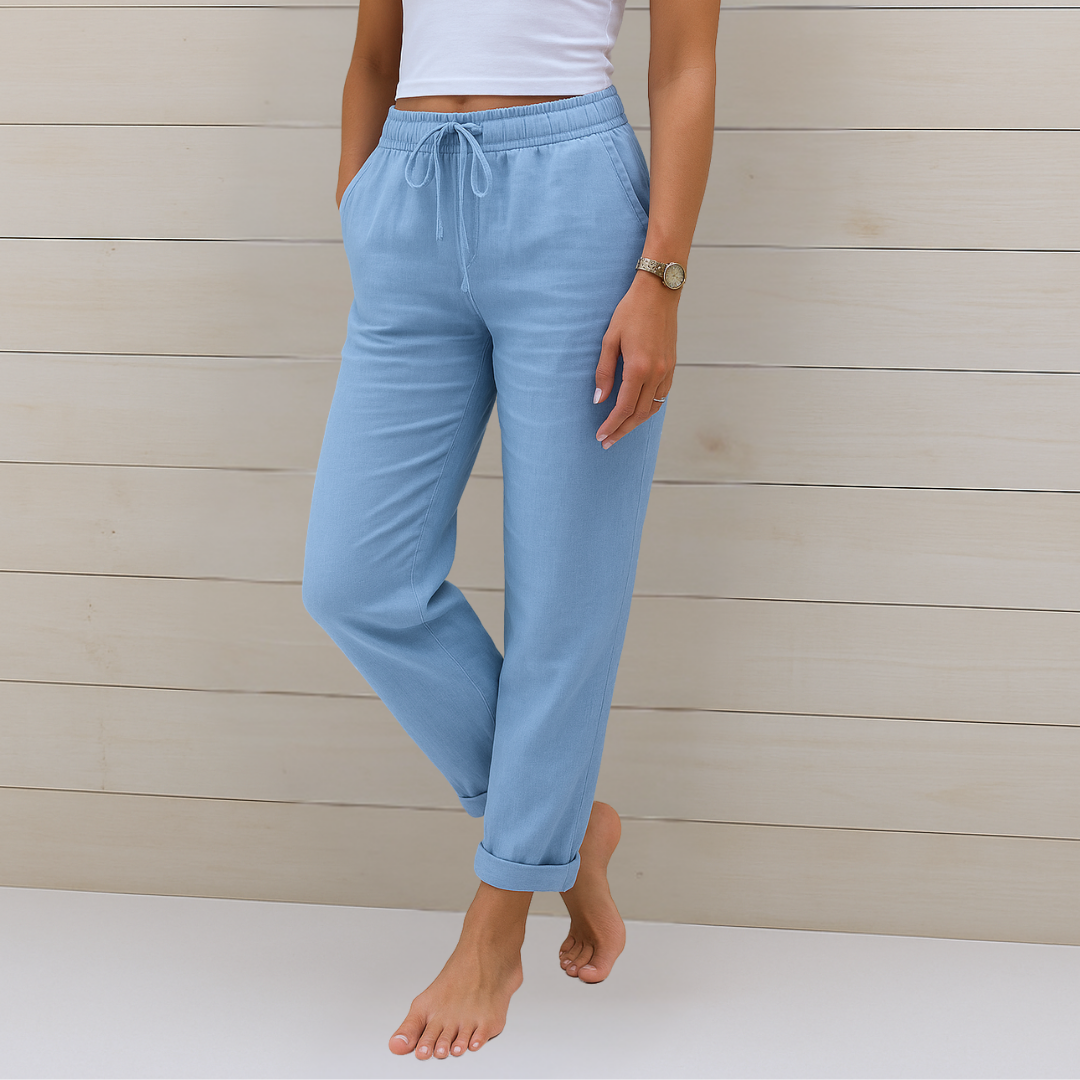 Sofia | Luxe Cotton-Linen Tailored Trousers