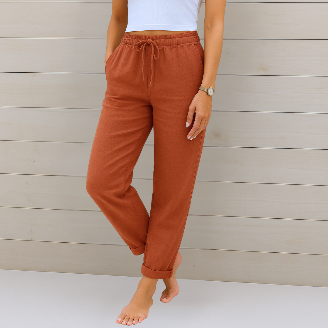 Sofia | Luxe Cotton-Linen Tailored Trousers