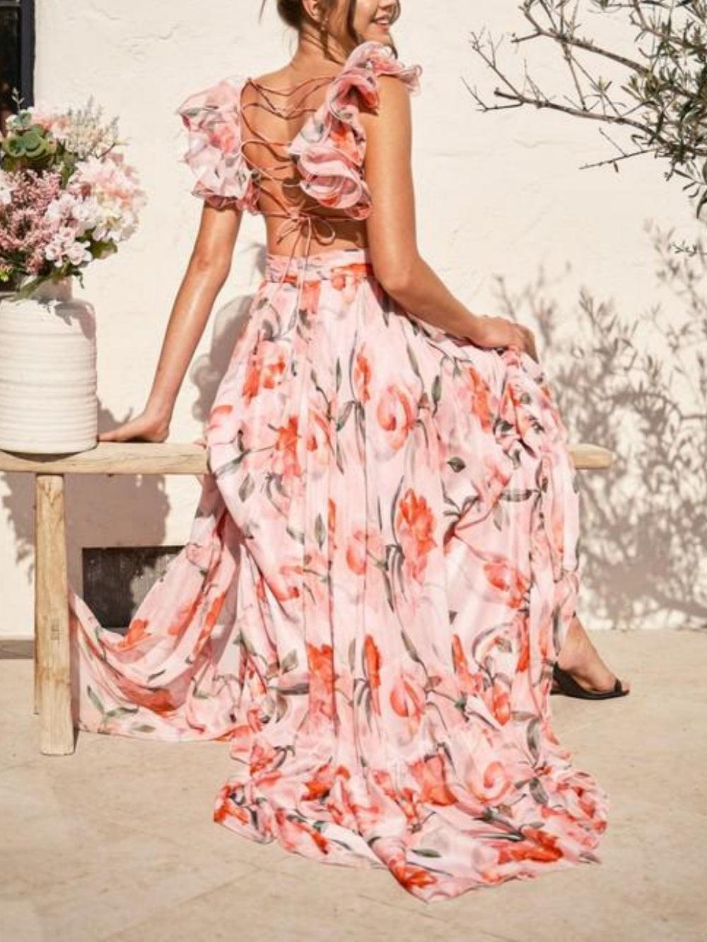 Paloma | Backless Printed Maxi Dress