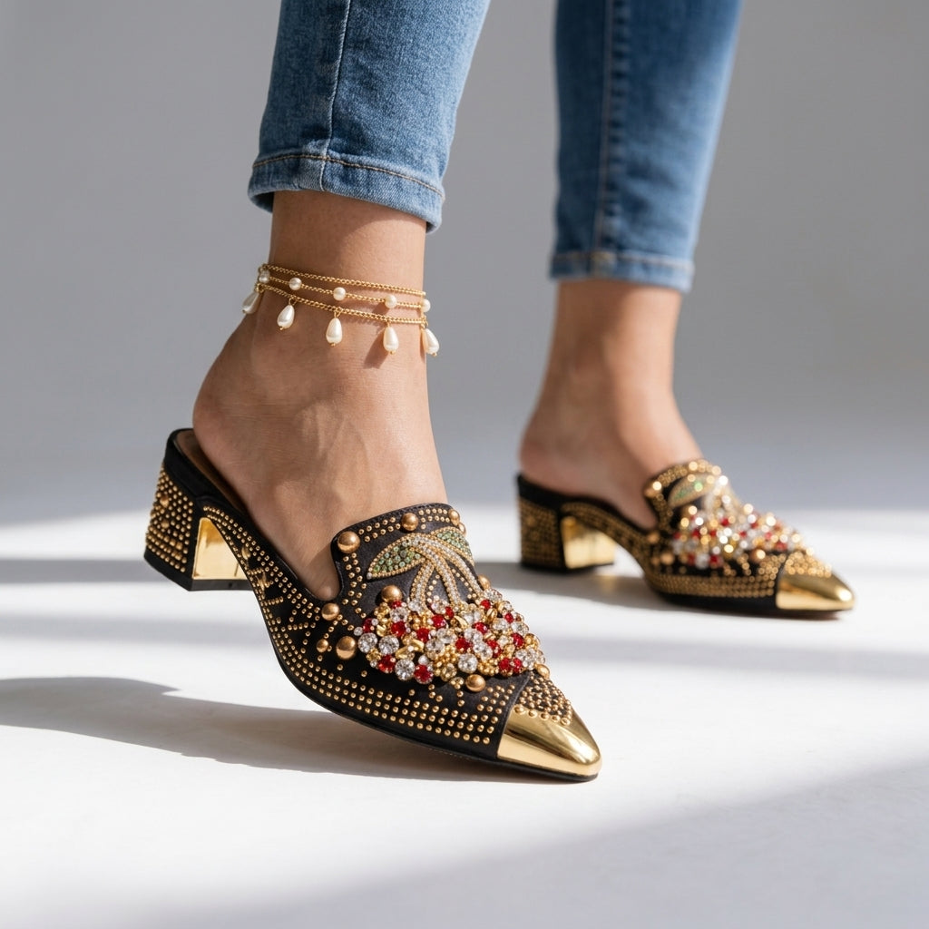 Lungelo | Crystal Cherry Statement Heels