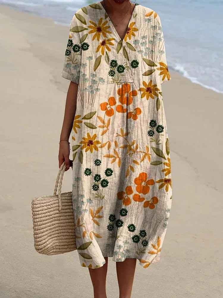 Clémentine | Vintage Floral Flow Midi Dress