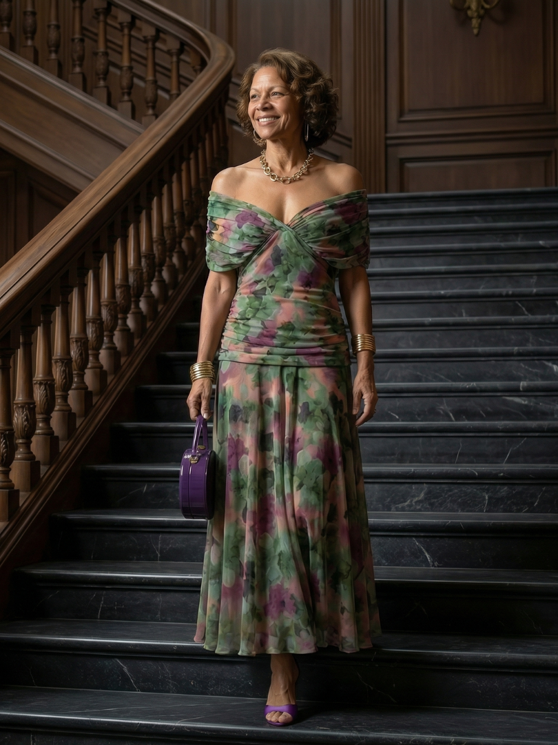 Aurelia | Off Shoulder Flow Midi Dress
