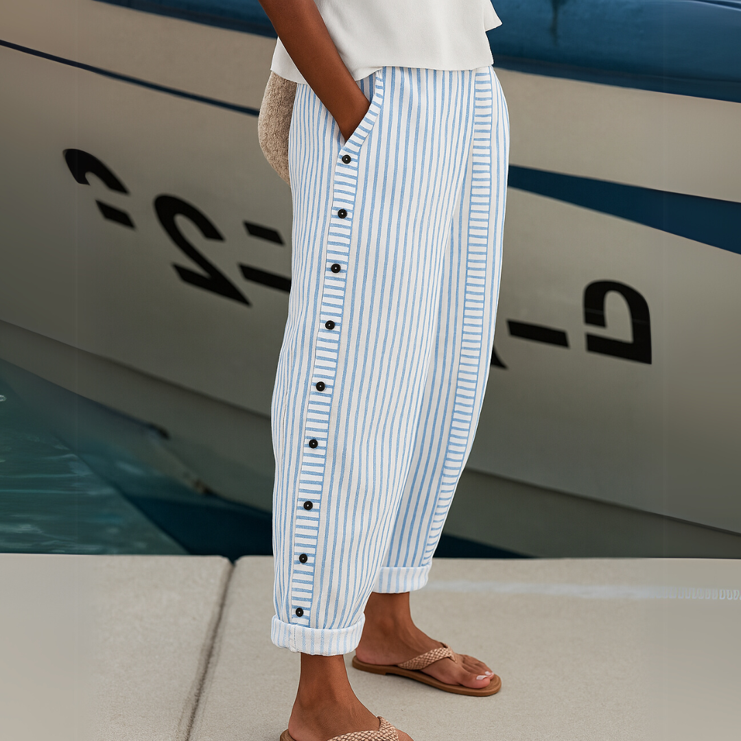 Beatrice | Striped Button Pants