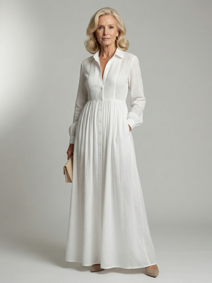 Anaïs | Long Sleeve Button Front Maxi