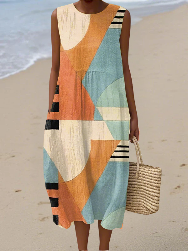 Sabine | Geometric Print Midi Dress